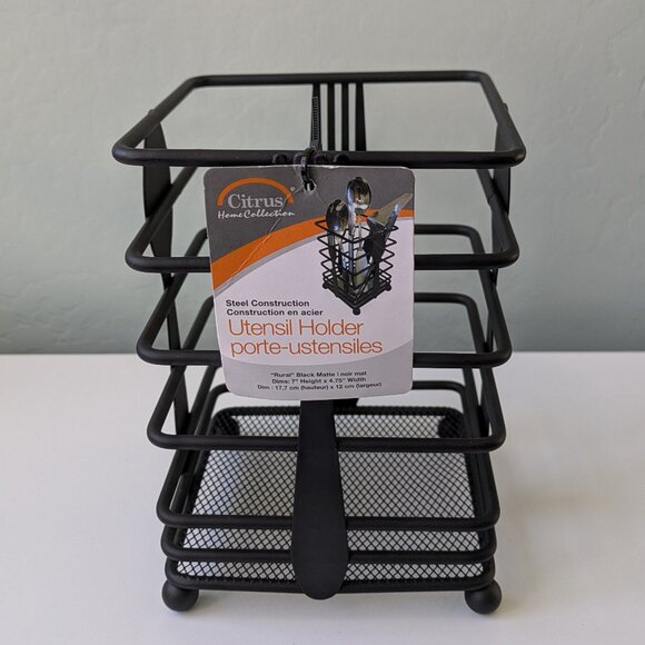 Citrus Home Collection Utensil Holder – Black Steel, New with Tag - Picture 2 of 5